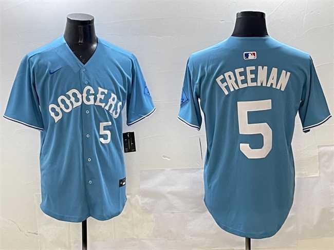 Men%27s Los Angeles Dodgers #5 Freddie Freeman Light Blue Limited Stitched Jersey->los angeles dodgers->MLB Jersey